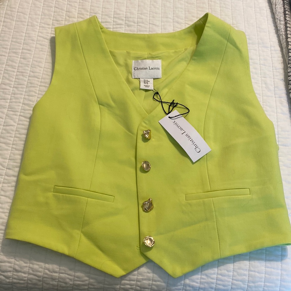 New with tags! Christian Lacroix chartreuse vest